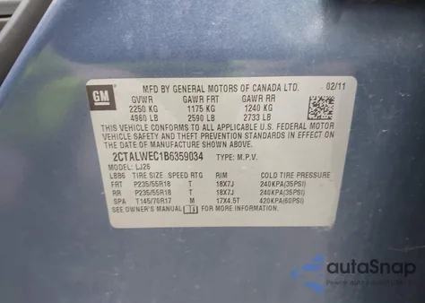 2011 GMC Terrain Slt-2 from USA, damaged, VIN 2CTALWEC1B6359034